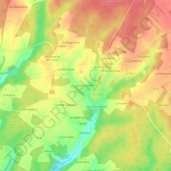 Carte topographique Le Chardonneret, altitude, relief