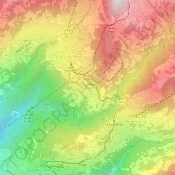 Carte topographique Arveyes, altitude, relief