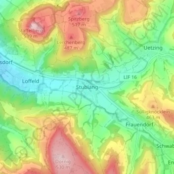 Carte topographique Stublang, altitude, relief