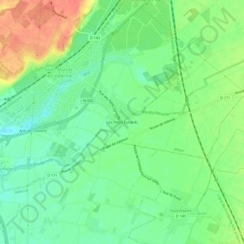 Carte topographique Les Petits Eynards, altitude, relief