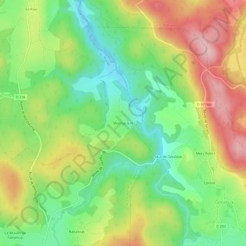 Carte topographique Montgirault, altitude, relief