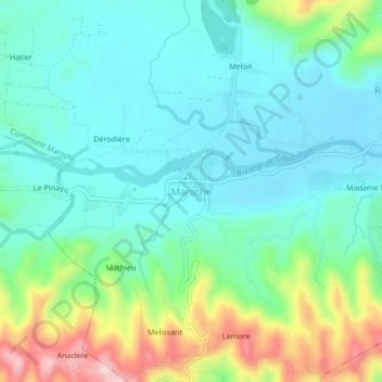 Carte topographique Maniche, altitude, relief