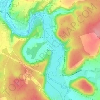Carte topographique Chantenot, altitude, relief