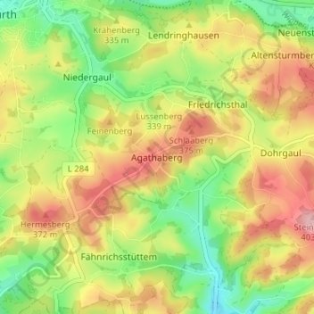 Carte topographique Agathaberg, altitude, relief