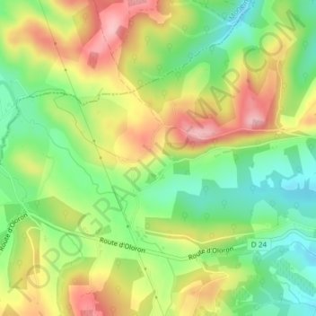 Carte topographique Ilhe, altitude, relief