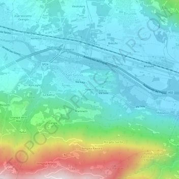 Carte topographique Rivetto, altitude, relief