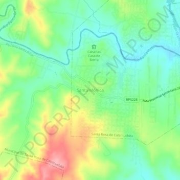 Carte topographique Santa Mónica, altitude, relief