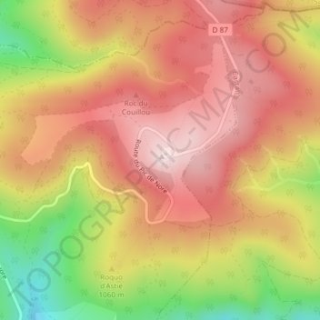 Carte topographique Pic de Nore, altitude, relief