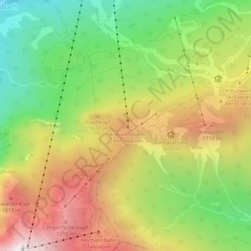Carte topographique Kreuzeck, altitude, relief
