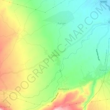 Carte topographique Sogam, altitude, relief
