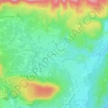 Carte topographique Sauviac, altitude, relief