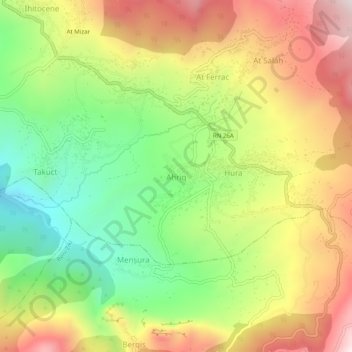 Carte topographique Ahrik, altitude, relief