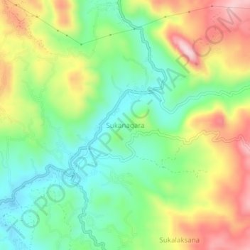 Carte topographique Sukanagara, altitude, relief