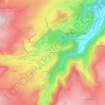 Carte topographique Thiaulaire, altitude, relief