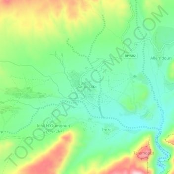 Carte topographique Ait Khalifa, altitude, relief
