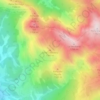 Carte topographique Peña Cebollera, altitude, relief