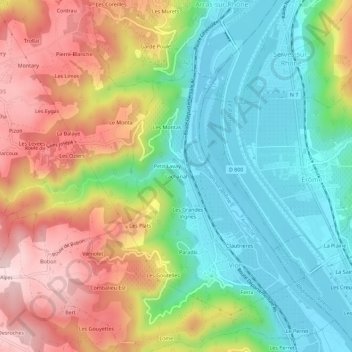 Carte topographique Lachanal, altitude, relief
