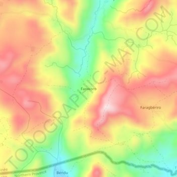 Carte topographique Farakoro, altitude, relief
