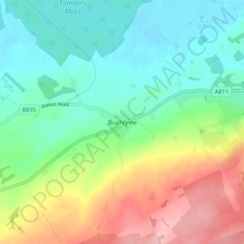 Carte topographique Buchlyvie, altitude, relief