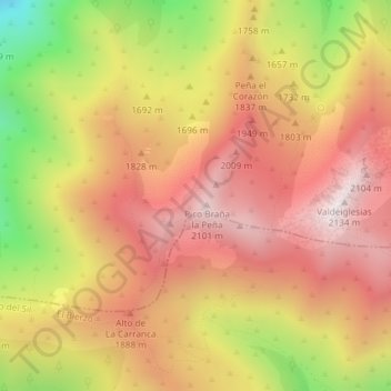 Carte topographique Sierra de Gistredo, altitude, relief