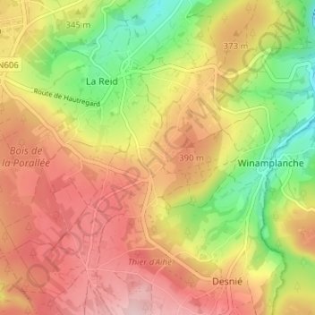 Carte topographique Les Cours, altitude, relief