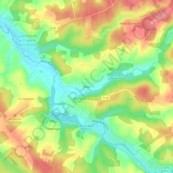 Carte topographique Tassat, altitude, relief