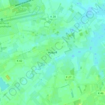 Carte topographique Ardorf, altitude, relief