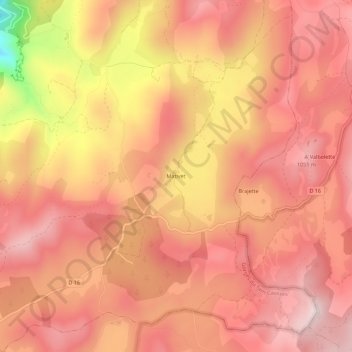 Carte topographique Mativet, altitude, relief