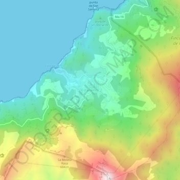 Carte topographique Estellencs, altitude, relief