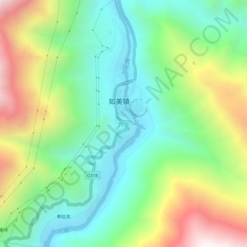 Carte topographique 竹卡, altitude, relief