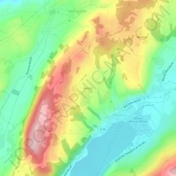Carte topographique Veyssin, altitude, relief