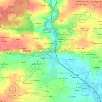 Carte topographique Ecluse de St Germain, altitude, relief
