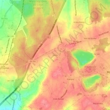 Carte topographique Cerca, altitude, relief