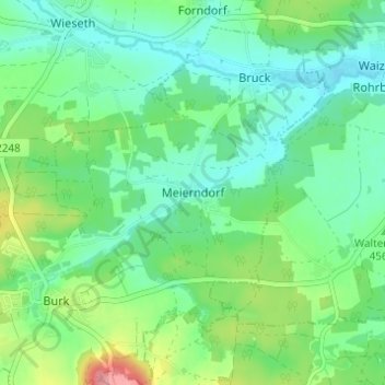 Carte topographique Meierndorf, altitude, relief