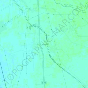 Carte topographique Bhogiwal, altitude, relief