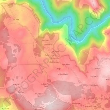 Carte topographique O Cruz, altitude, relief