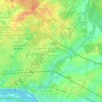 Carte topographique Le Gaudigneau, altitude, relief