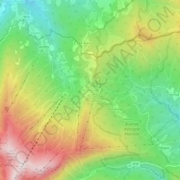Carte topographique Abetone, altitude, relief