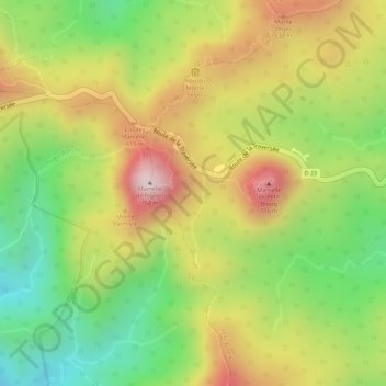 Carte topographique Les Mamelles, altitude, relief