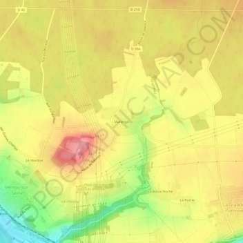 Carte topographique Marangis, altitude, relief