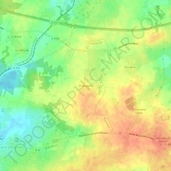Carte topographique Chaussepot, altitude, relief