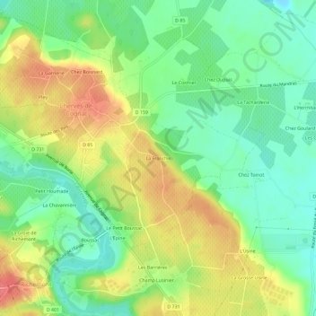 Carte topographique La Franchie, altitude, relief