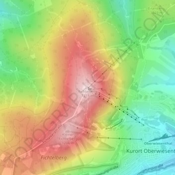 Carte topographique Fichtelberg, altitude, relief