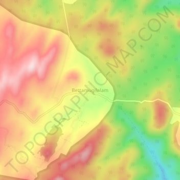 Carte topographique Bettamugilalam, altitude, relief