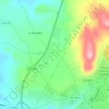 Carte topographique Fuente las Piedras, altitude, relief