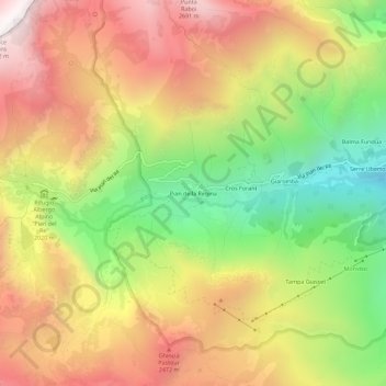 Carte topographique Pian della Regina, altitude, relief