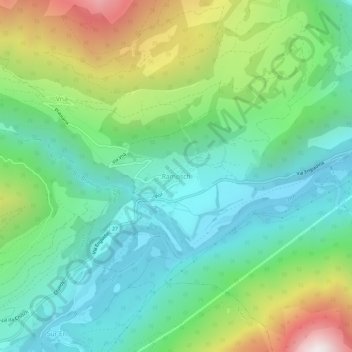 Carte topographique Ramosch, altitude, relief