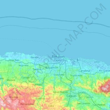 Carte topographique Isla de Cabras, altitude, relief