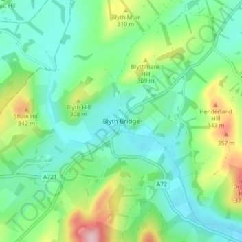 Carte topographique Blyth Bridge, altitude, relief