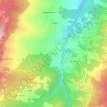 Carte topographique Morsiano, altitude, relief
